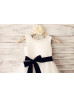 Beaded Ivory Satin Tulle Flower Girl Dress